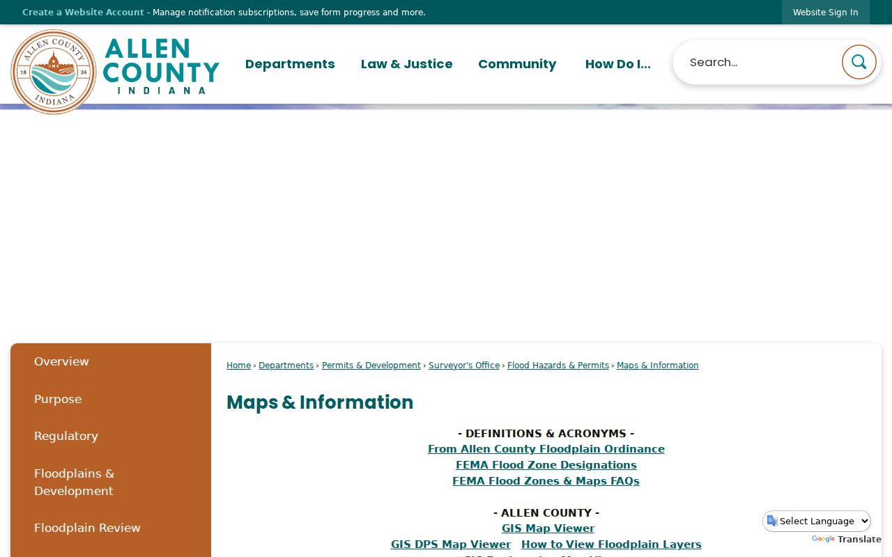 Allen County map information used for Fort Wayne neighbor parcel research